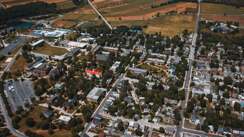 Aerial view of Sunbury Pennsylvania along the Susquehanna River