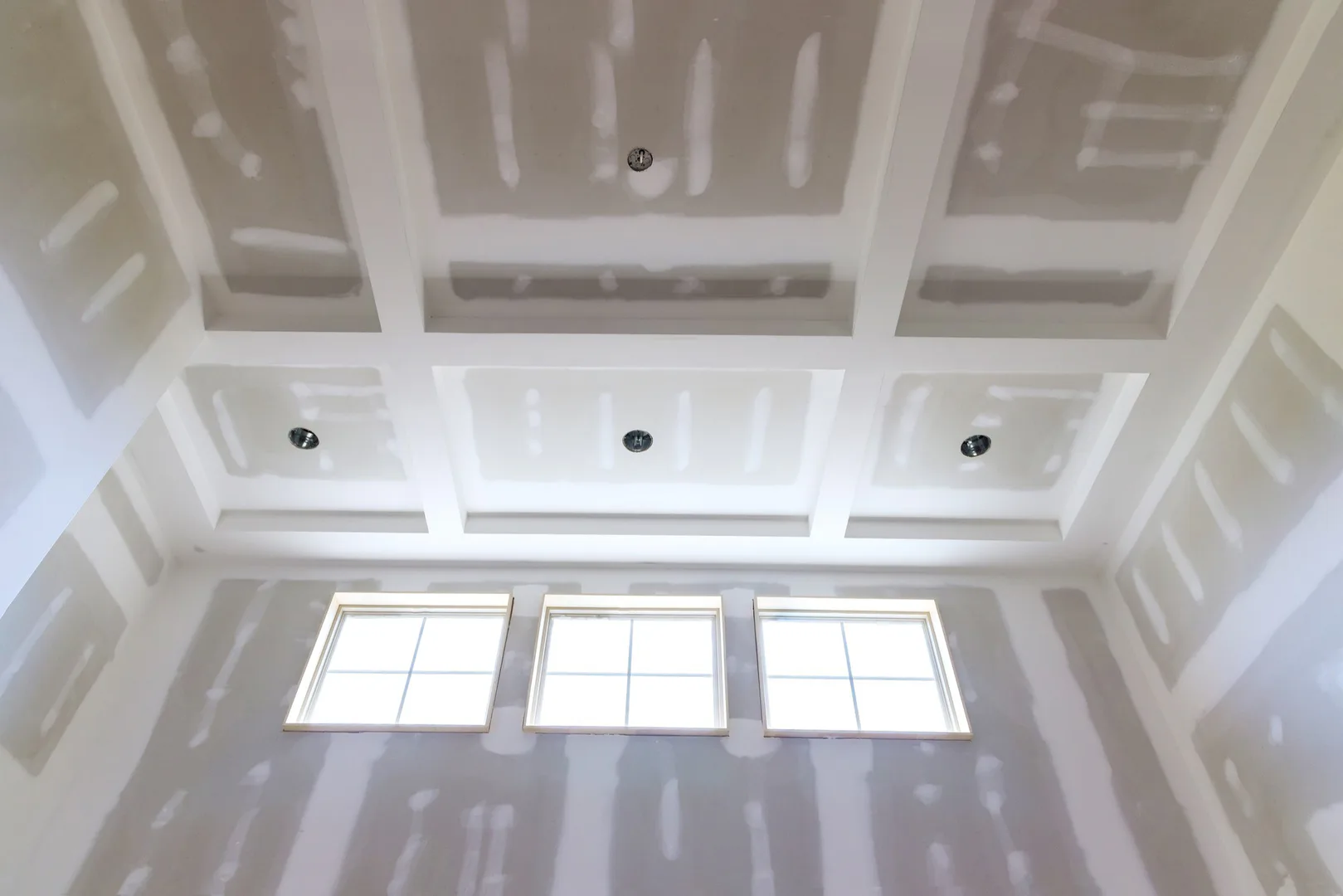 Commercial drywall finishing in an office building